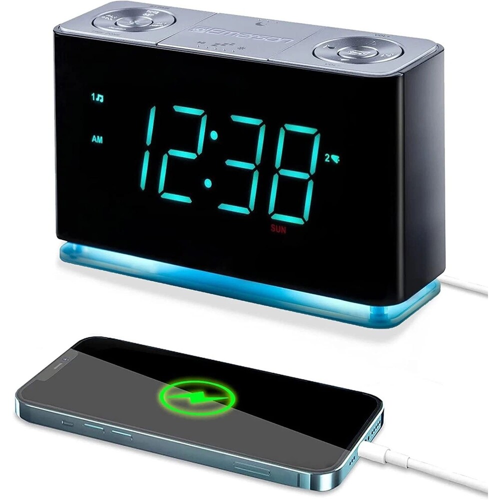 Emerson Smartset Alarm Clock Radio with Bluetooth Speaker ER100301, Black